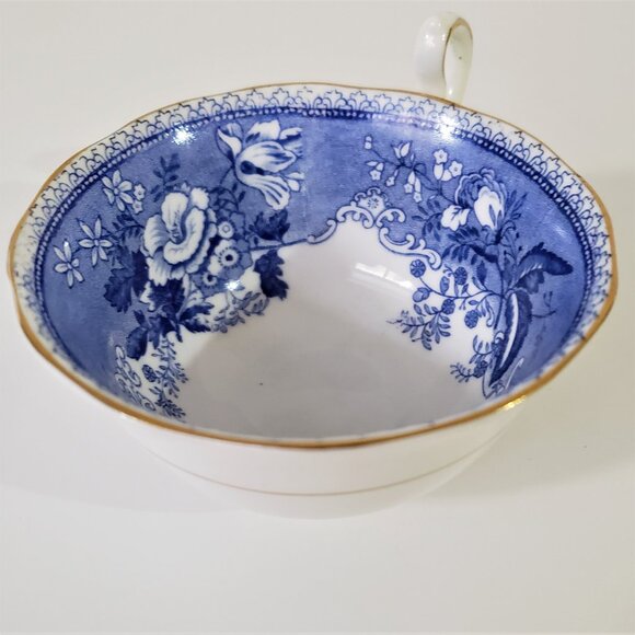 Vintage Old Chelsea Royal Stafford Bone China Cup Blue White - Picture 6 of 8